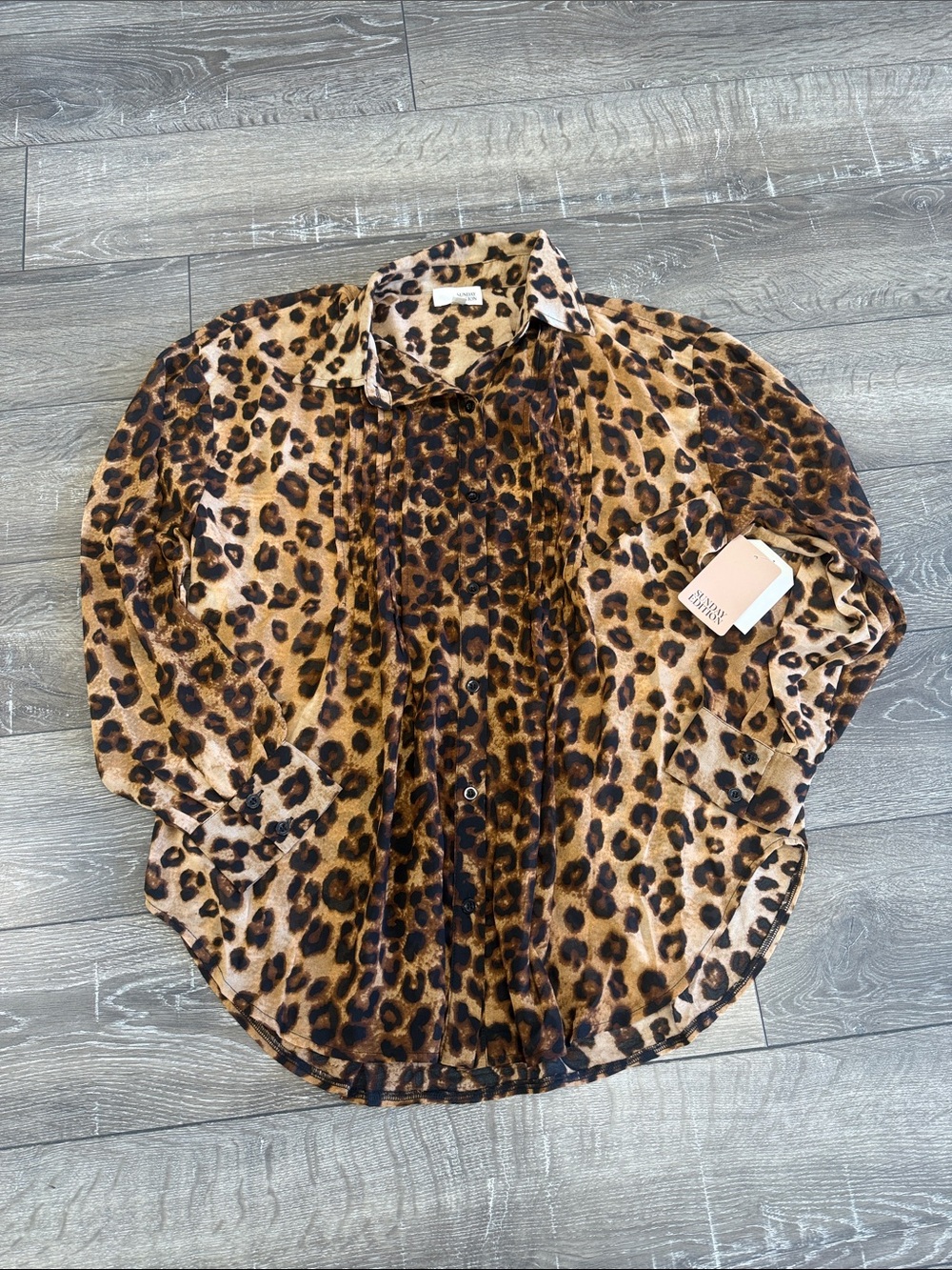 Leopard Print Button-Down Shirt - Brown